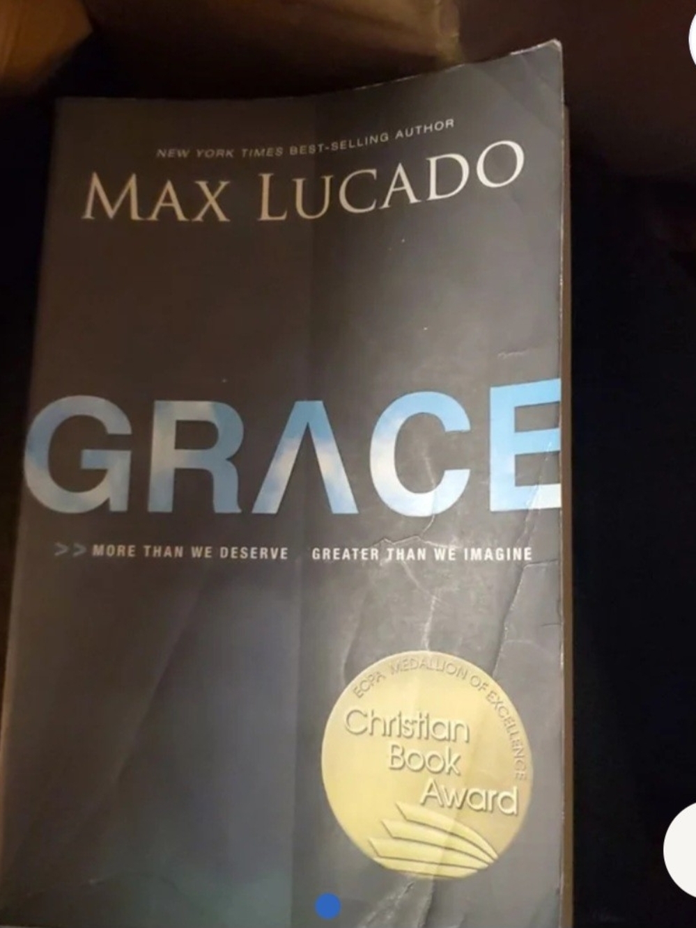Max Lucado "Grace" Paperback Book - Blue and Black Cover